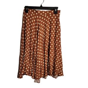 Forever 21 Brown Polka Dot Long Skirt Women's Small